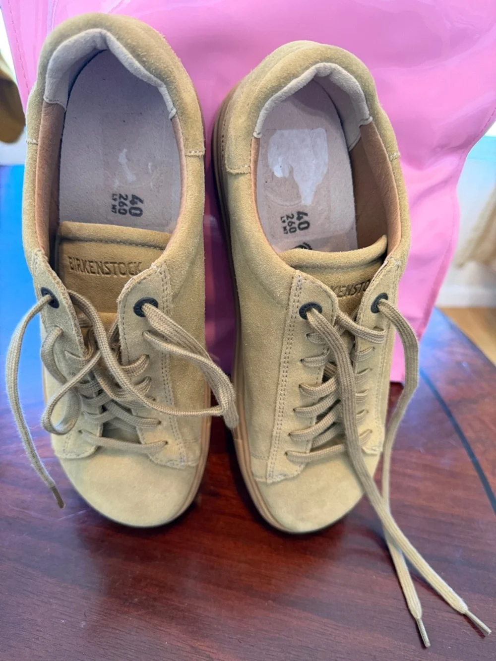 Birkenstock W 9 M7 Suede Sneakers in Light Tan - Picture 3 of 5